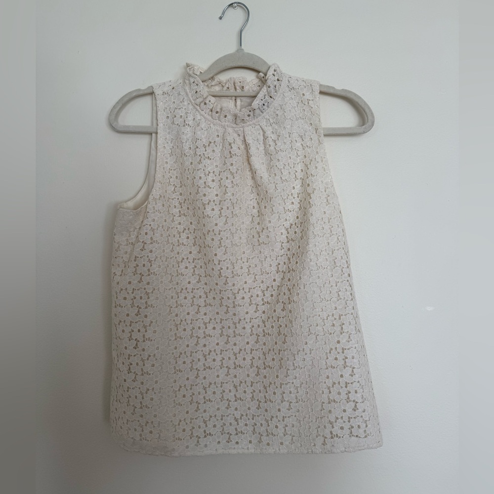Ann Taylor Factory X-Small Sleeveless Lace Shell Top in Ivory